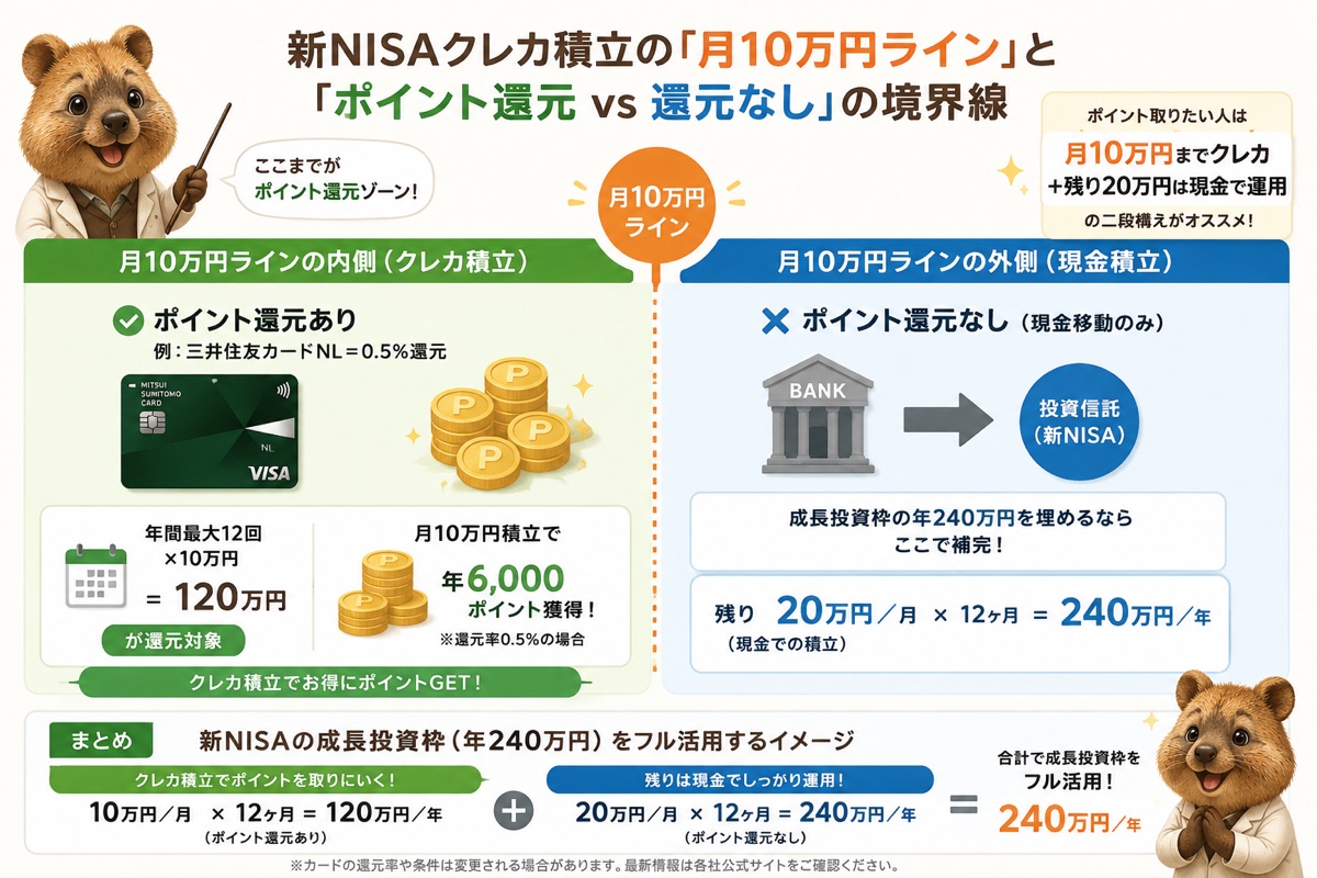 新NISAクレカ積立の月10万円ラインとポイント還元境界線